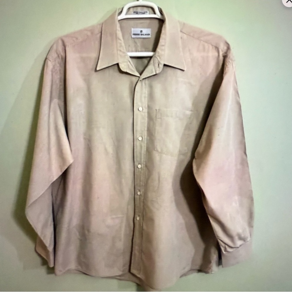 Pierre Balmain Beige  dress Shirt luxury size neck 18 arm 34/35 mens vintage